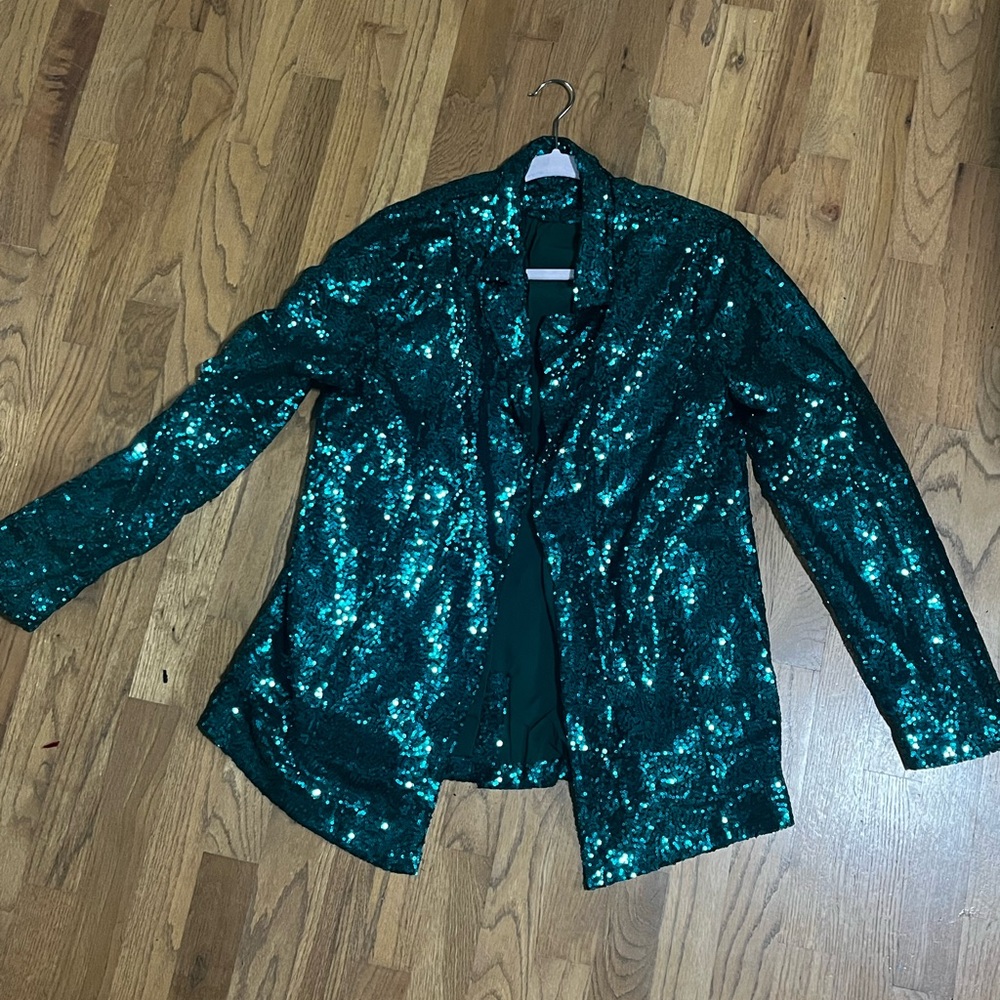 Sequin Teal Green Women's blazer